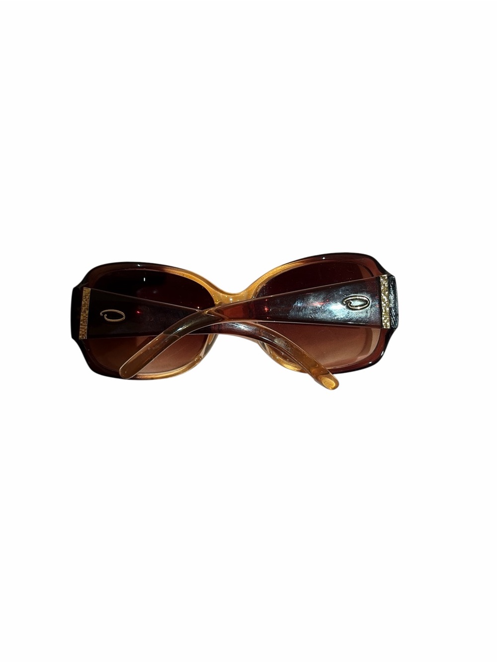Oscar de la Renta Brown Gradient Oversized Sunglasses with Gold Accents